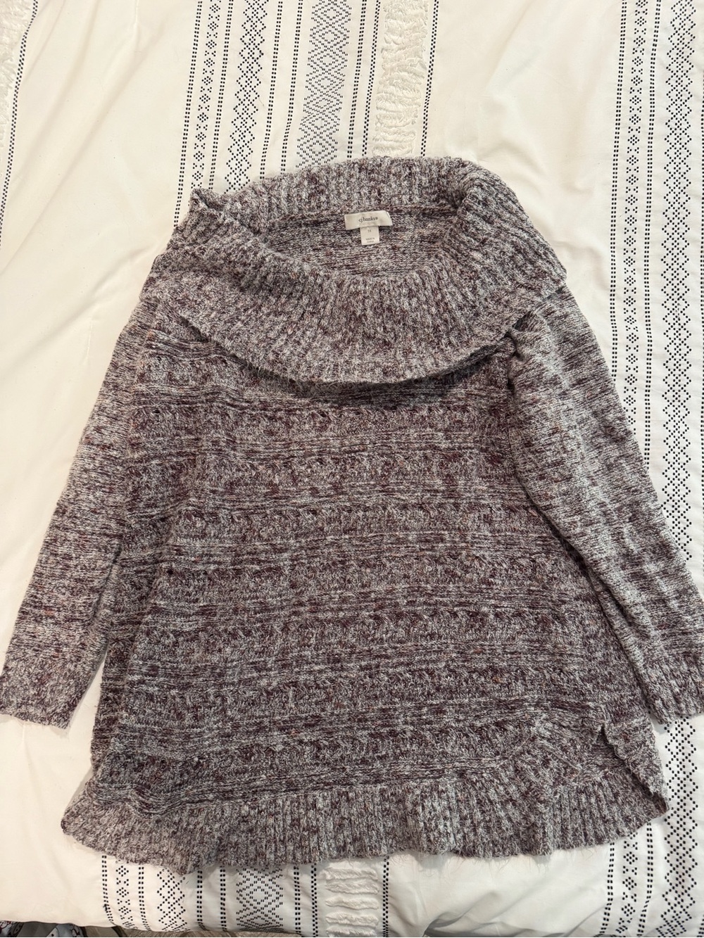 Cozy Off-Shoulder Marled Purple and Gray Sweater